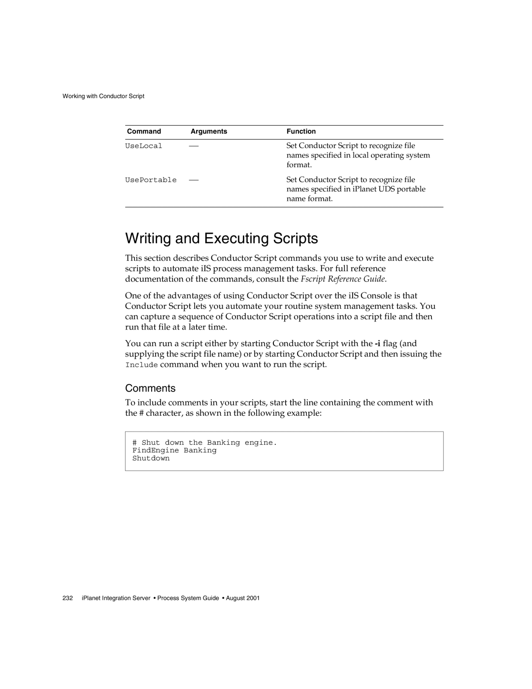 Sun Microsystems 3 manual Writing and Executing Scripts, Comments 