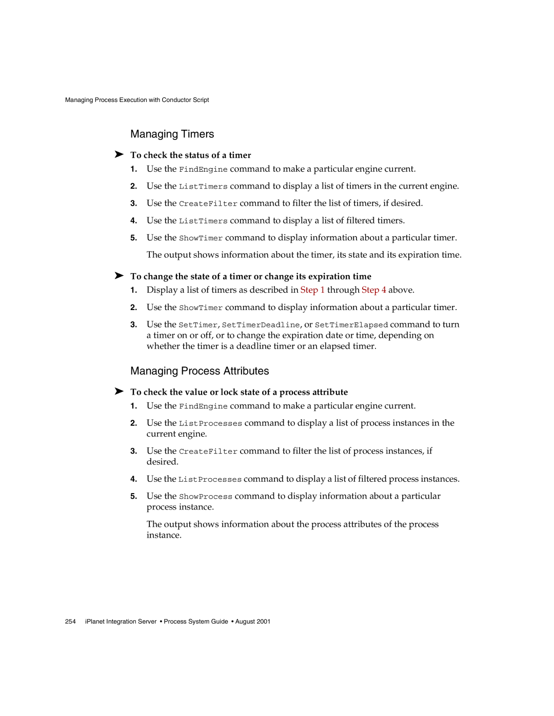 Sun Microsystems 3 manual Managing Timers, Managing Process Attributes, To check the status of a timer 