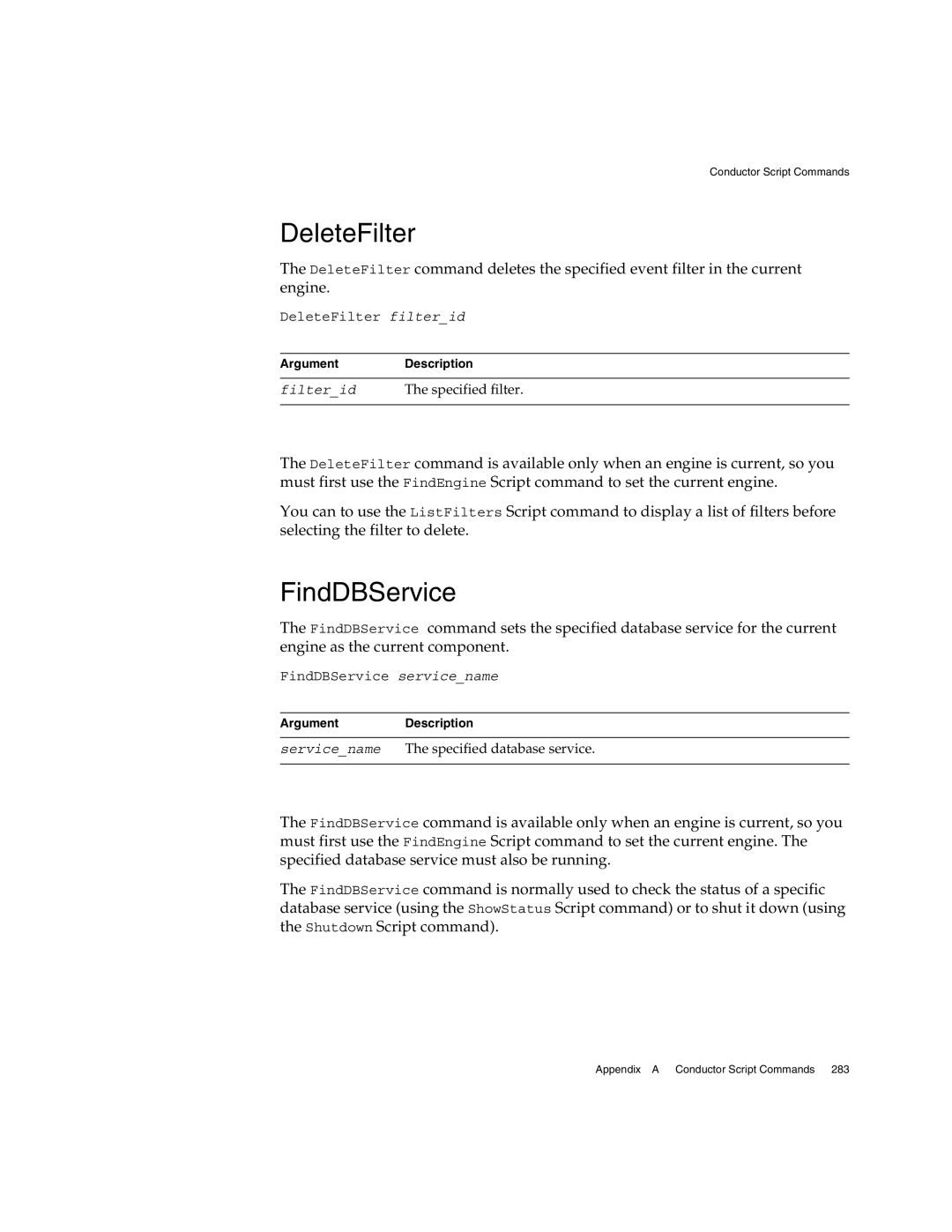 Sun Microsystems 3 manual DeleteFilter, FindDBService 