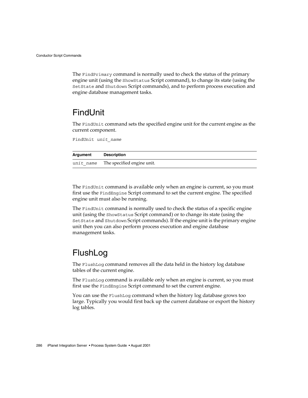 Sun Microsystems 3 manual FindUnit, FlushLog 