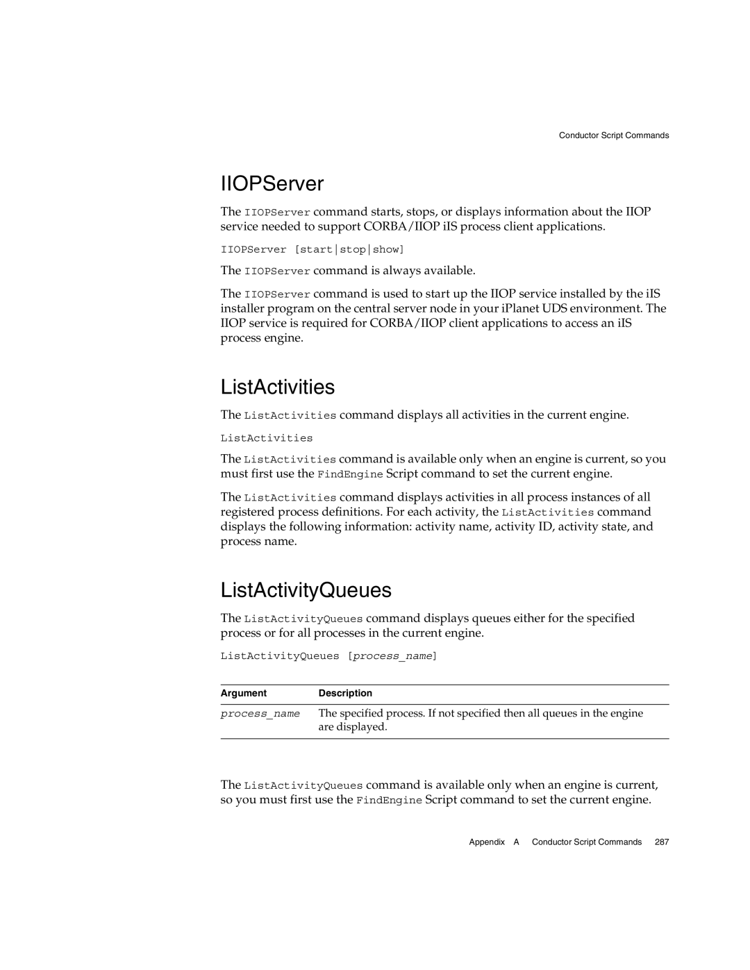 Sun Microsystems 3 manual IIOPServer, ListActivities, ListActivityQueues 