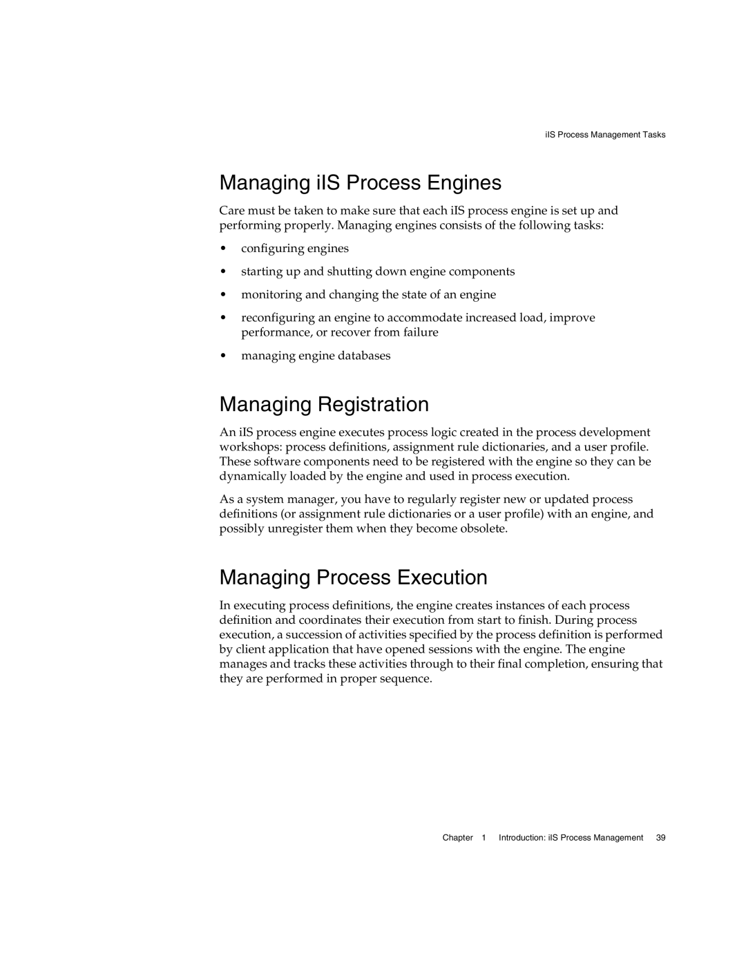 Sun Microsystems 3 manual Managing iIS Process Engines, Managing Registration, Managing Process Execution 