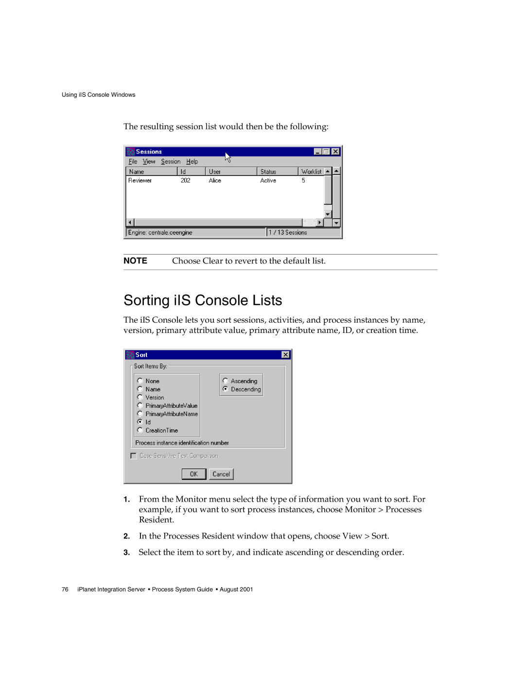 Sun Microsystems 3 manual Sorting iIS Console Lists 