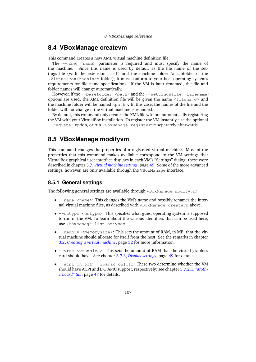 Sun Microsystems 3.0.0 user manual VBoxManage createvm, VBoxManage modifyvm 