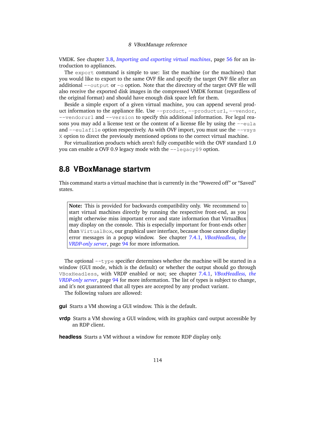 Sun Microsystems 3.0.0 user manual VBoxManage startvm 