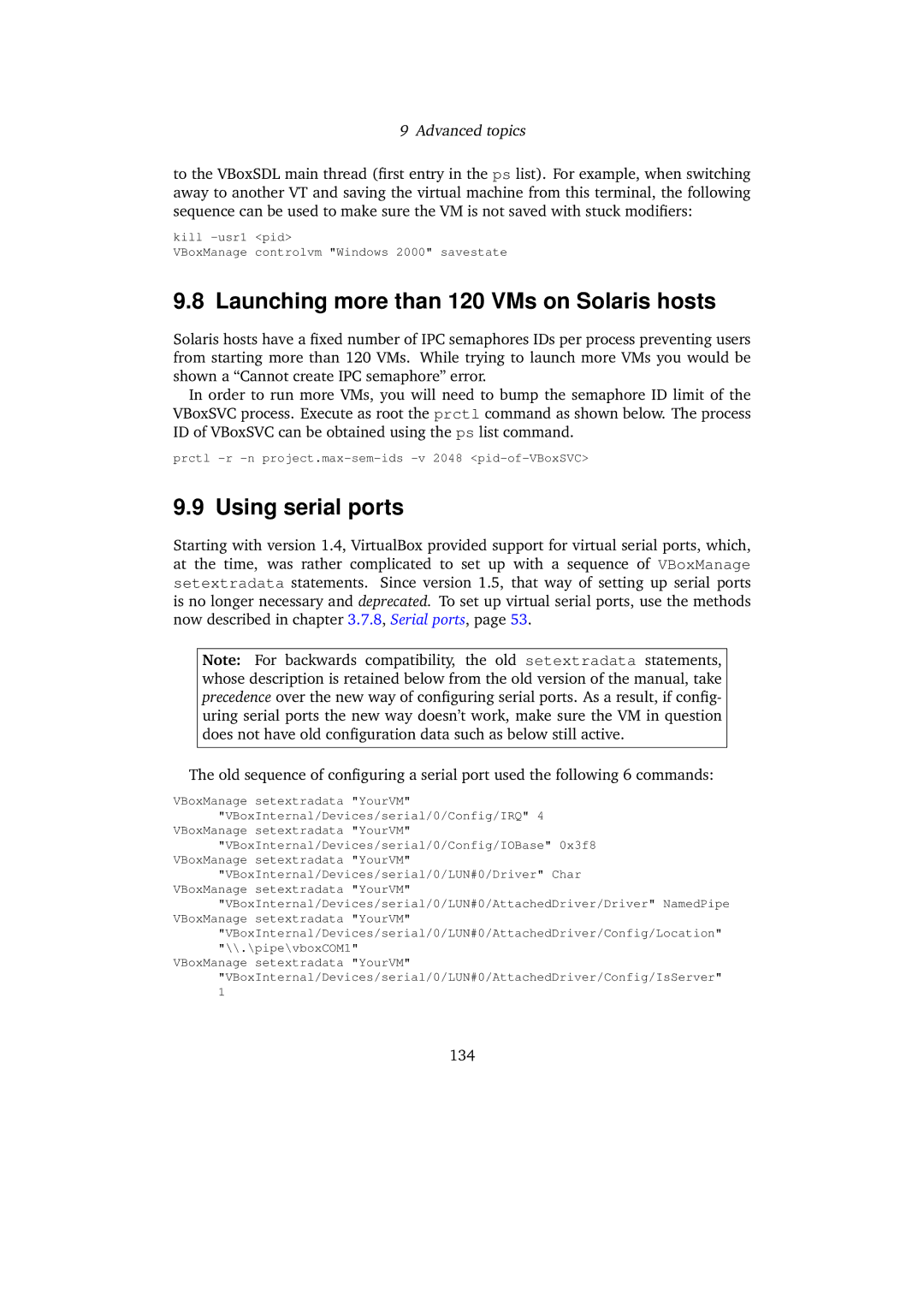 Sun Microsystems 3.0.0 user manual Launching more than 120 VMs on Solaris hosts, Using serial ports 