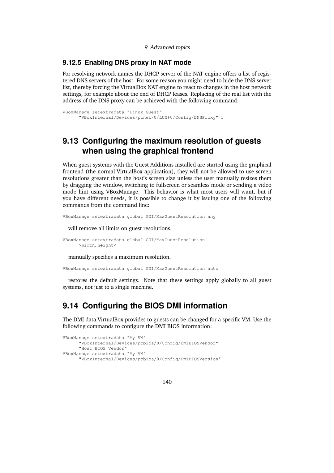 Sun Microsystems 3.0.0 user manual 14 Conﬁguring the Bios DMI information, Enabling DNS proxy in NAT mode 