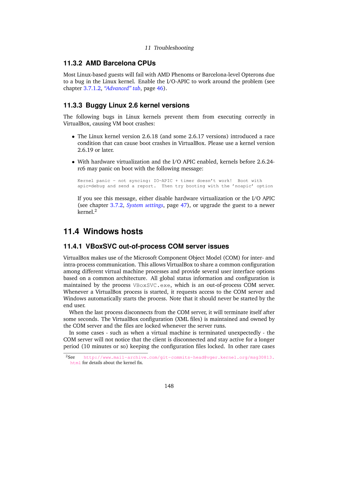 Sun Microsystems 3.0.0 user manual Windows hosts, AMD Barcelona CPUs, Buggy Linux 2.6 kernel versions 