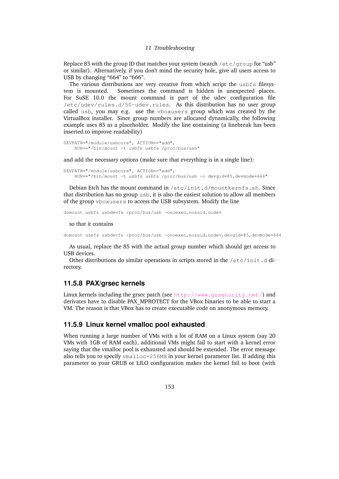 Sun Microsystems 3.0.0 user manual 11.5.8 PAX/grsec kernels Linux kernel vmalloc pool exhausted 