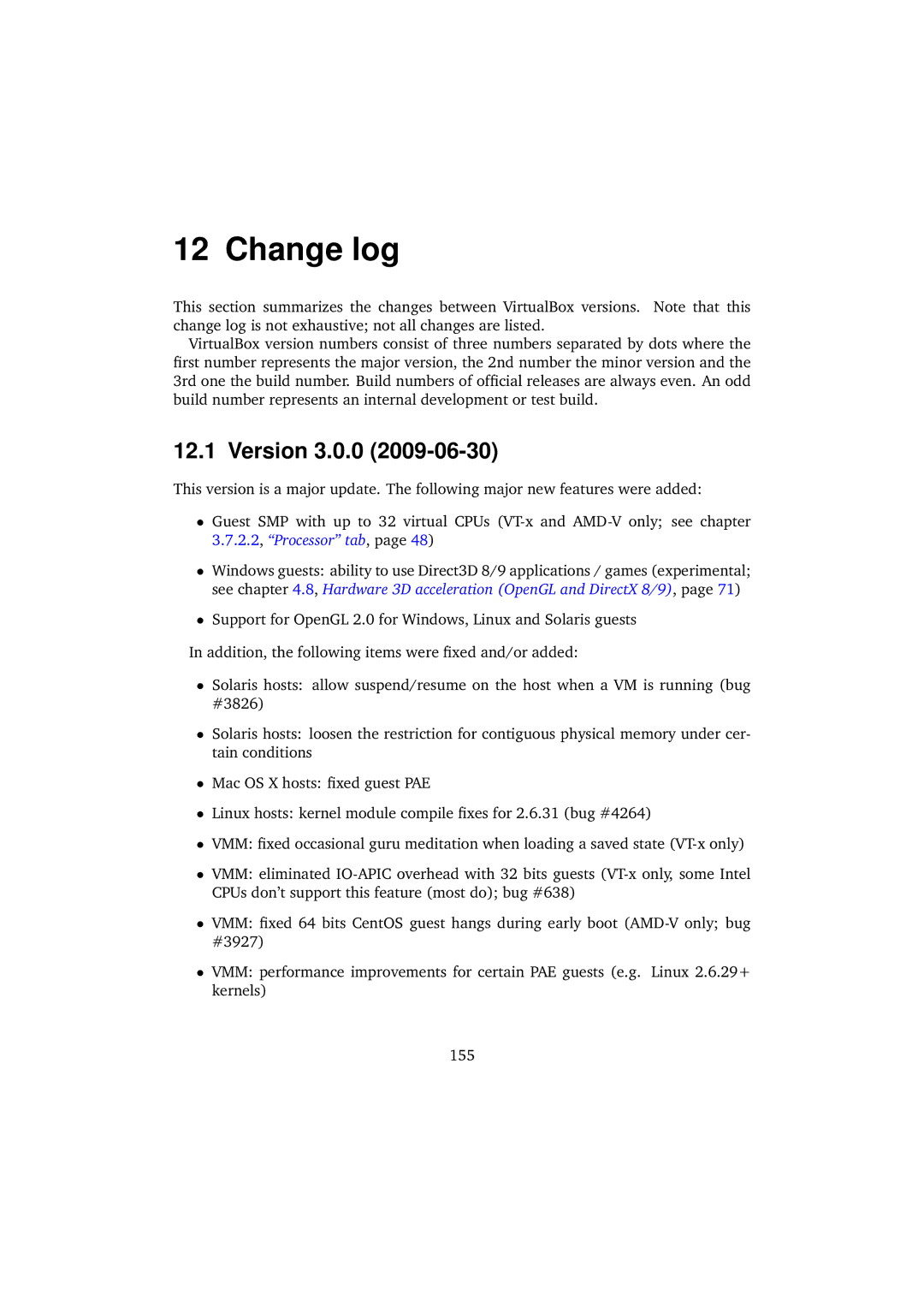 Sun Microsystems user manual Change log, Version 3.0.0 