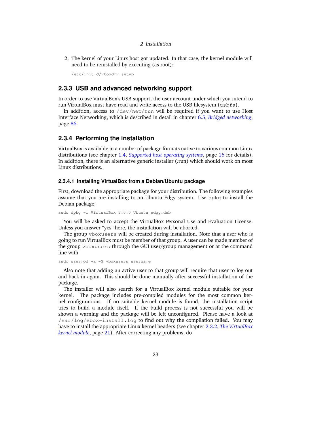 Sun Microsystems 3.0.0 user manual USB and advanced networking support, Installing VirtualBox from a Debian/Ubuntu package 