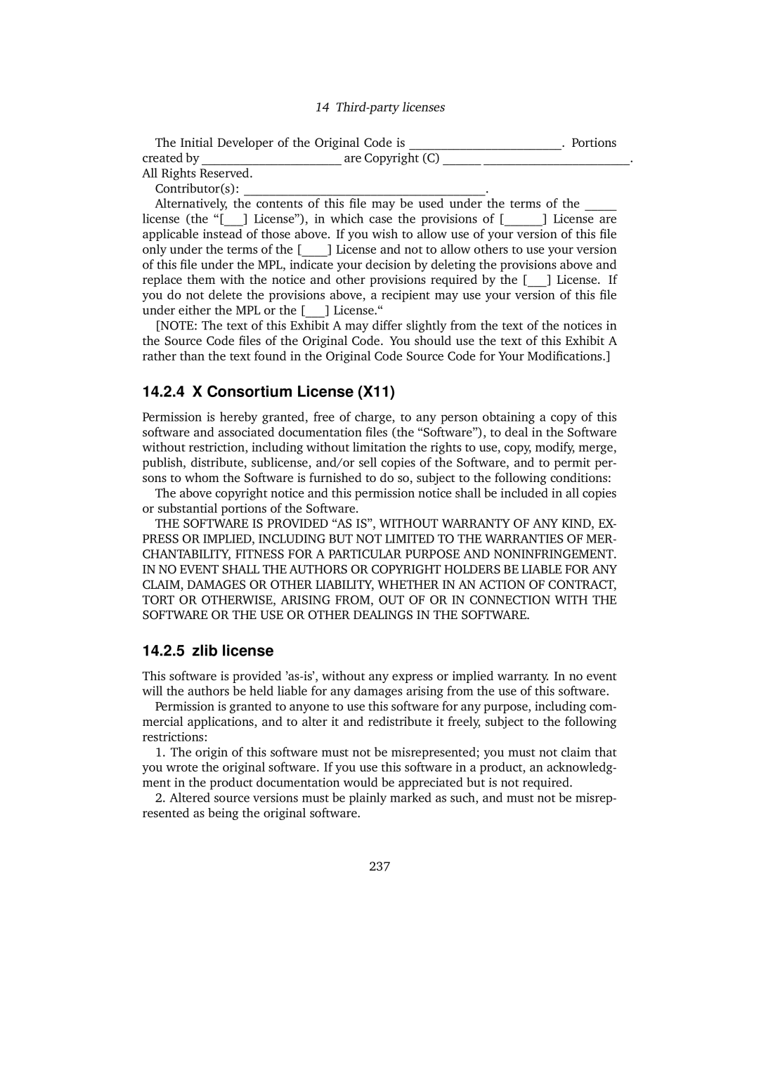 Sun Microsystems 3.0.0 user manual Consortium License, Zlib license 