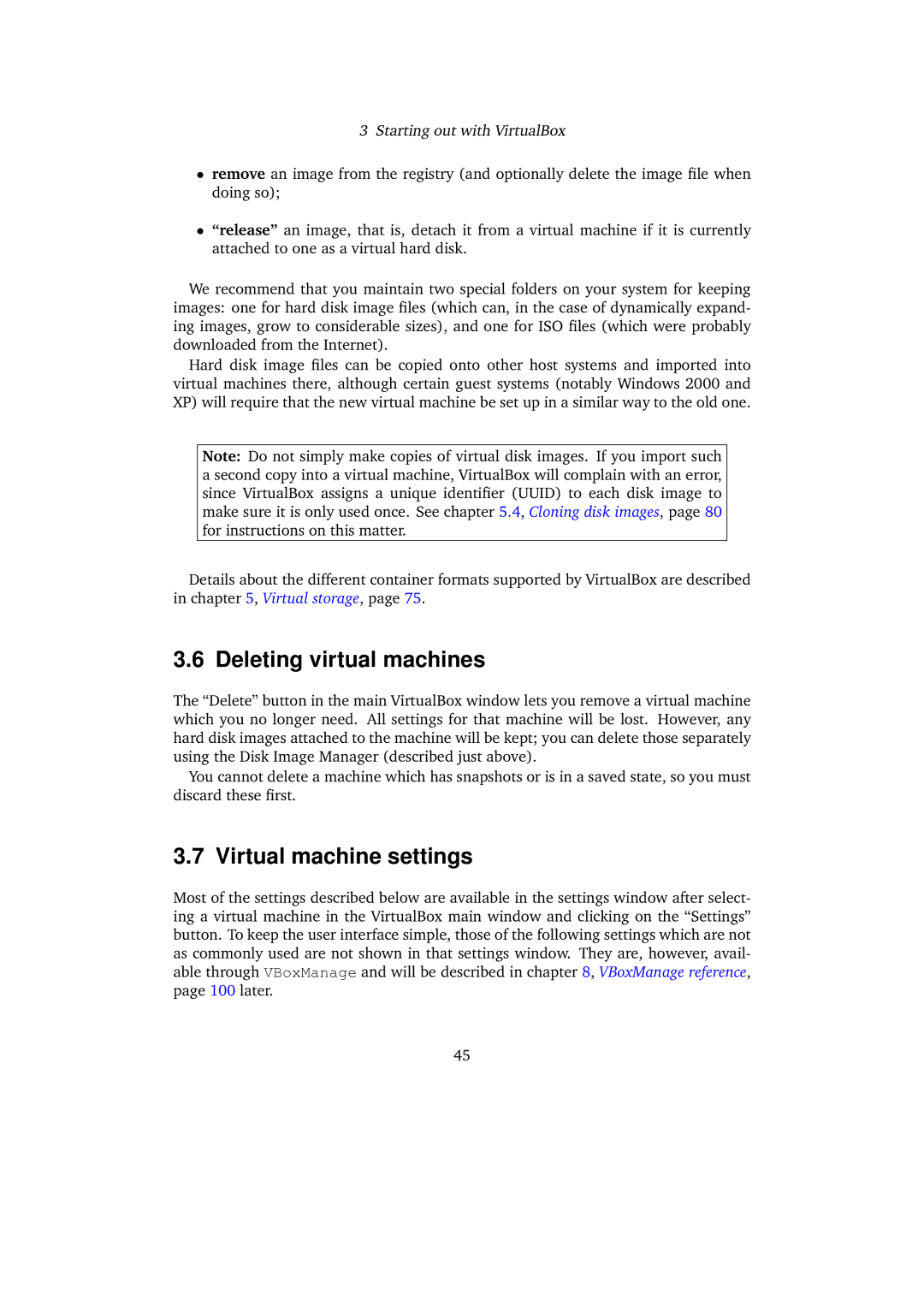 Sun Microsystems 3.0.0 user manual Deleting virtual machines, Virtual machine settings 