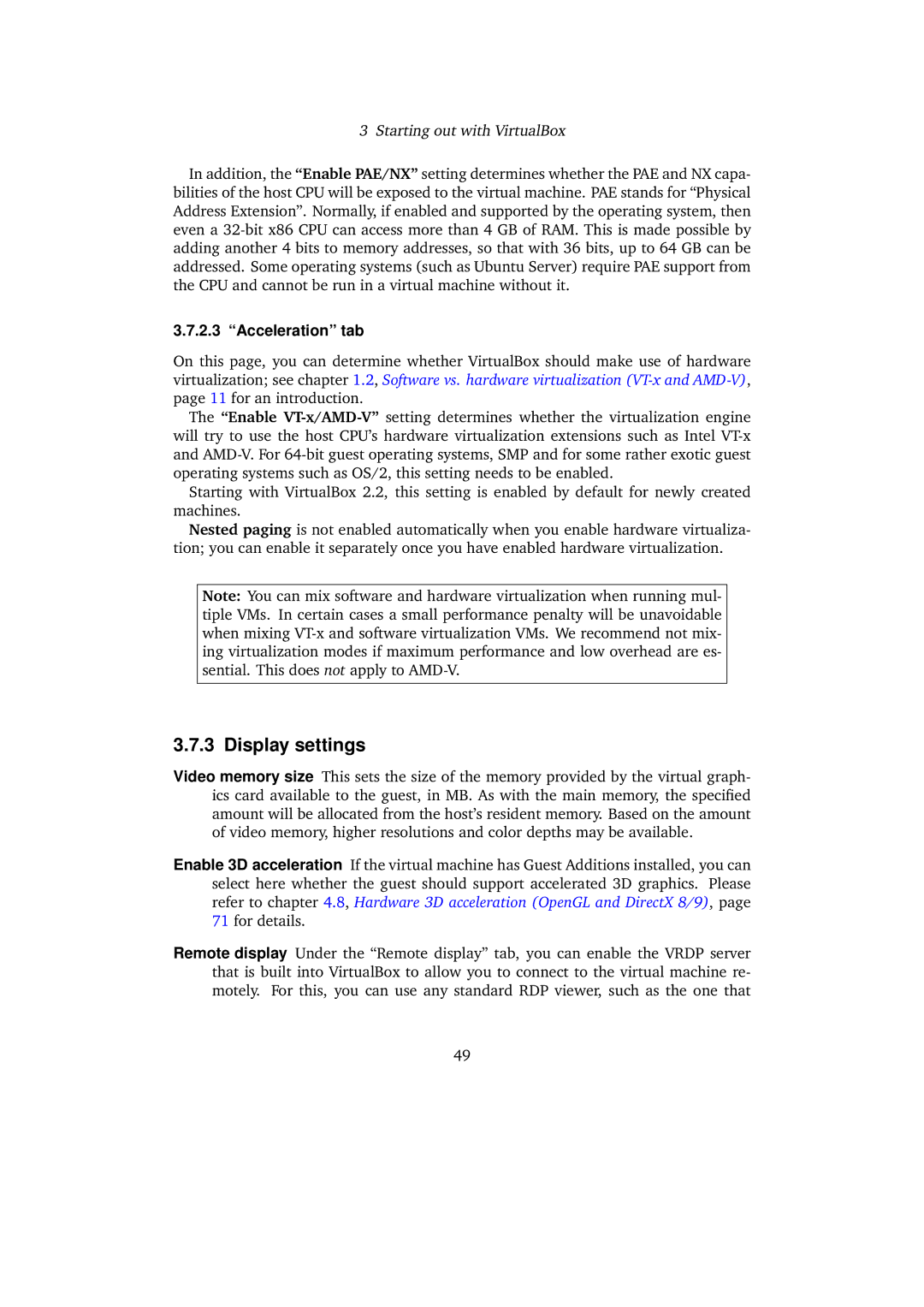 Sun Microsystems 3.0.0 user manual Display settings, Acceleration tab 