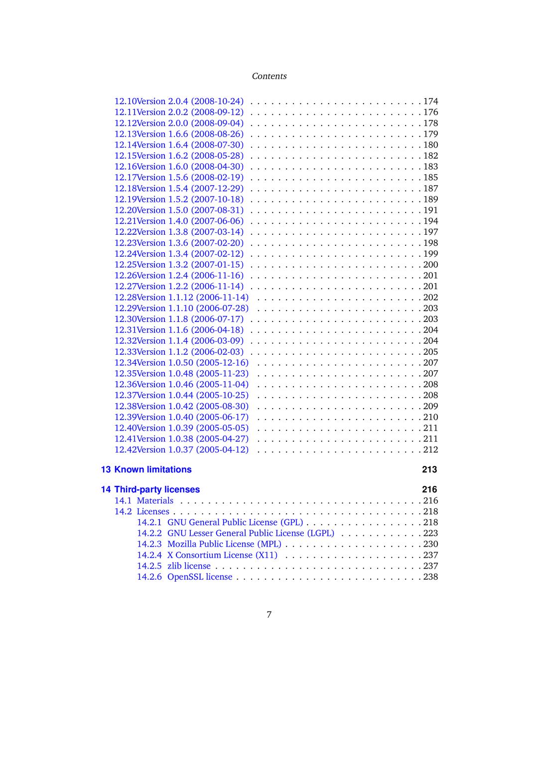 Sun Microsystems 3.0.0 user manual Known limitations 213 Third-party licenses 216 