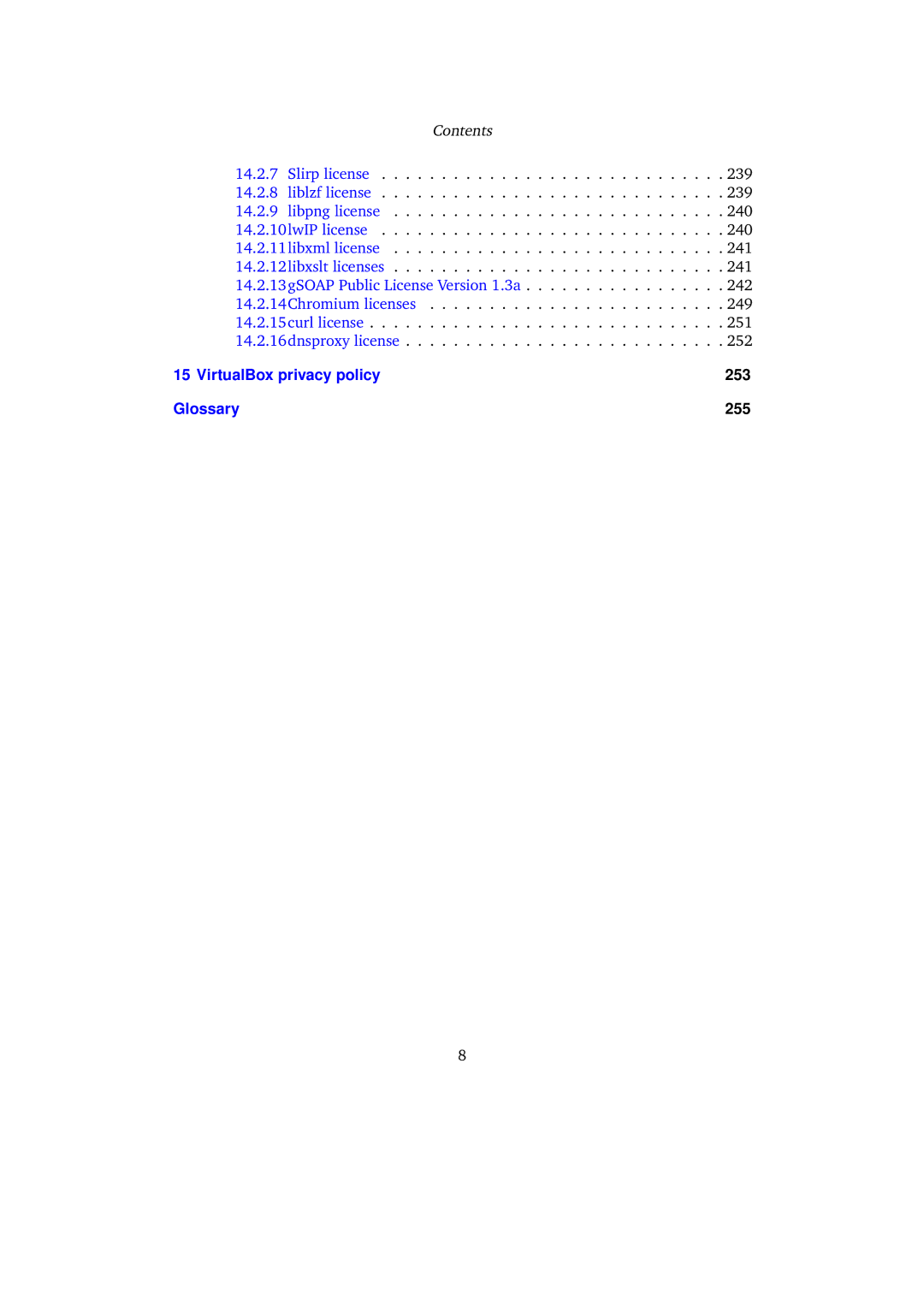 Sun Microsystems 3.0.0 user manual VirtualBox privacy policy 253 Glossary 255 