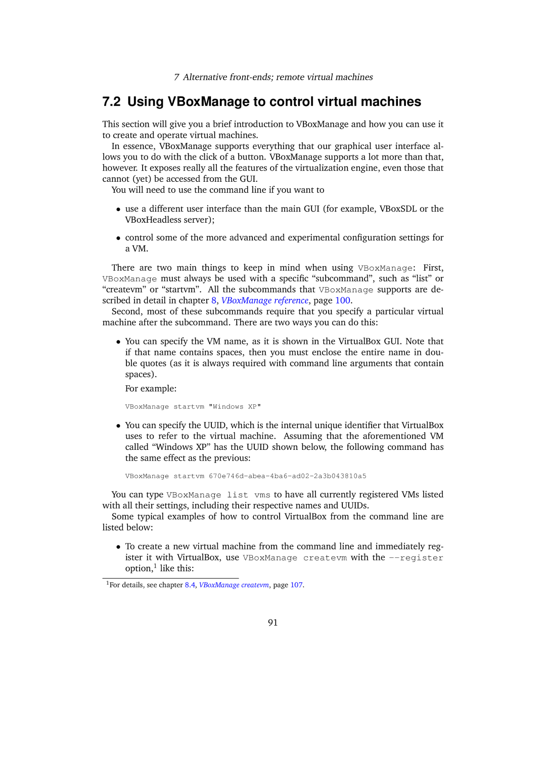 Sun Microsystems 3.0.0 user manual Using VBoxManage to control virtual machines 