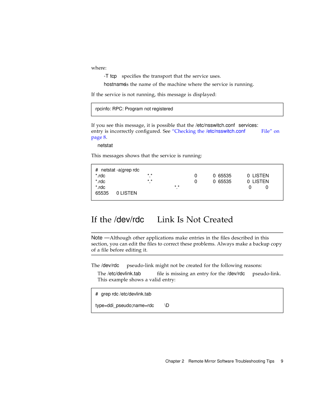 Sun Microsystems 3.2 manual If the /dev/rdc Link Is Not Created 