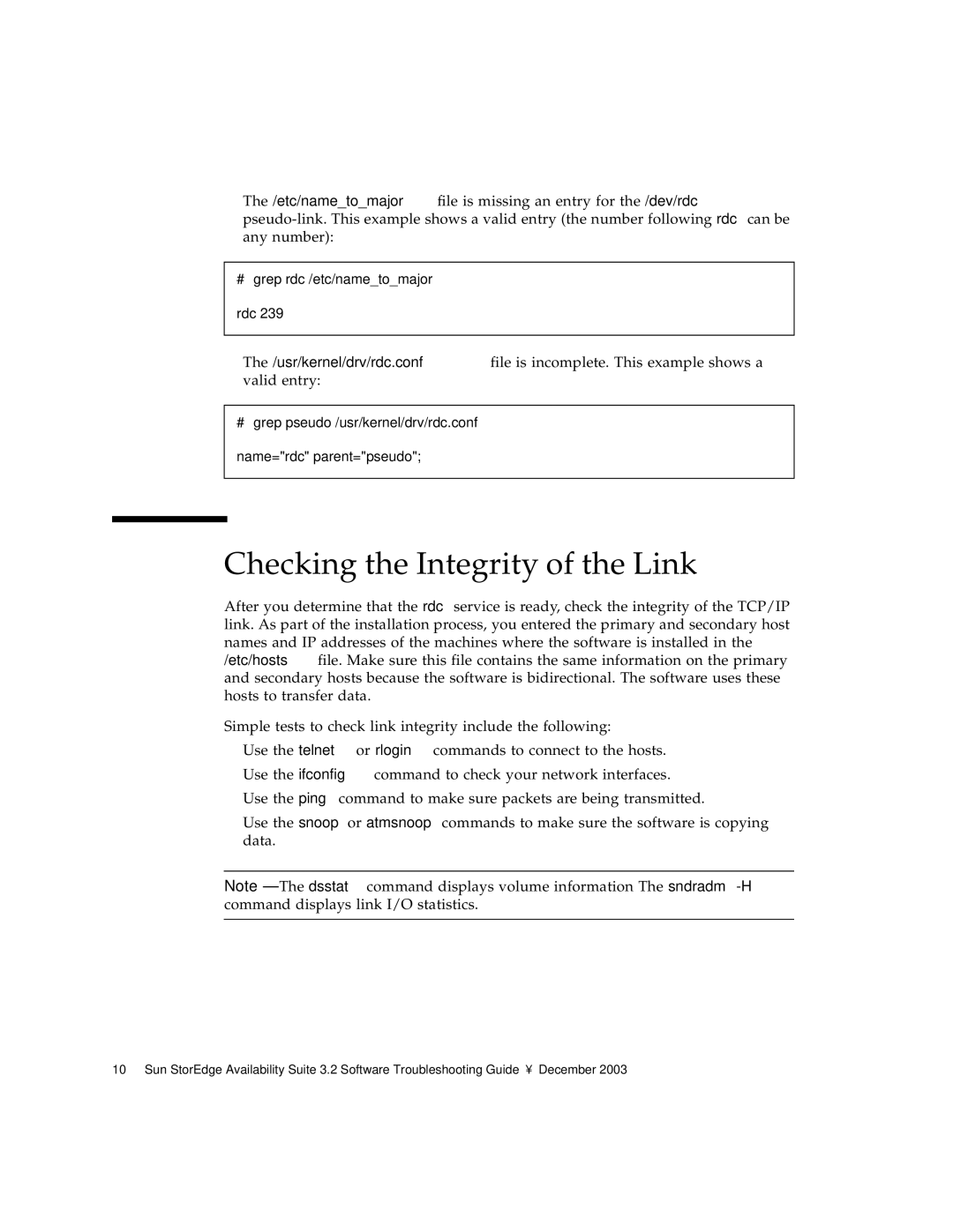 Sun Microsystems 3.2 manual Checking the Integrity of the Link 