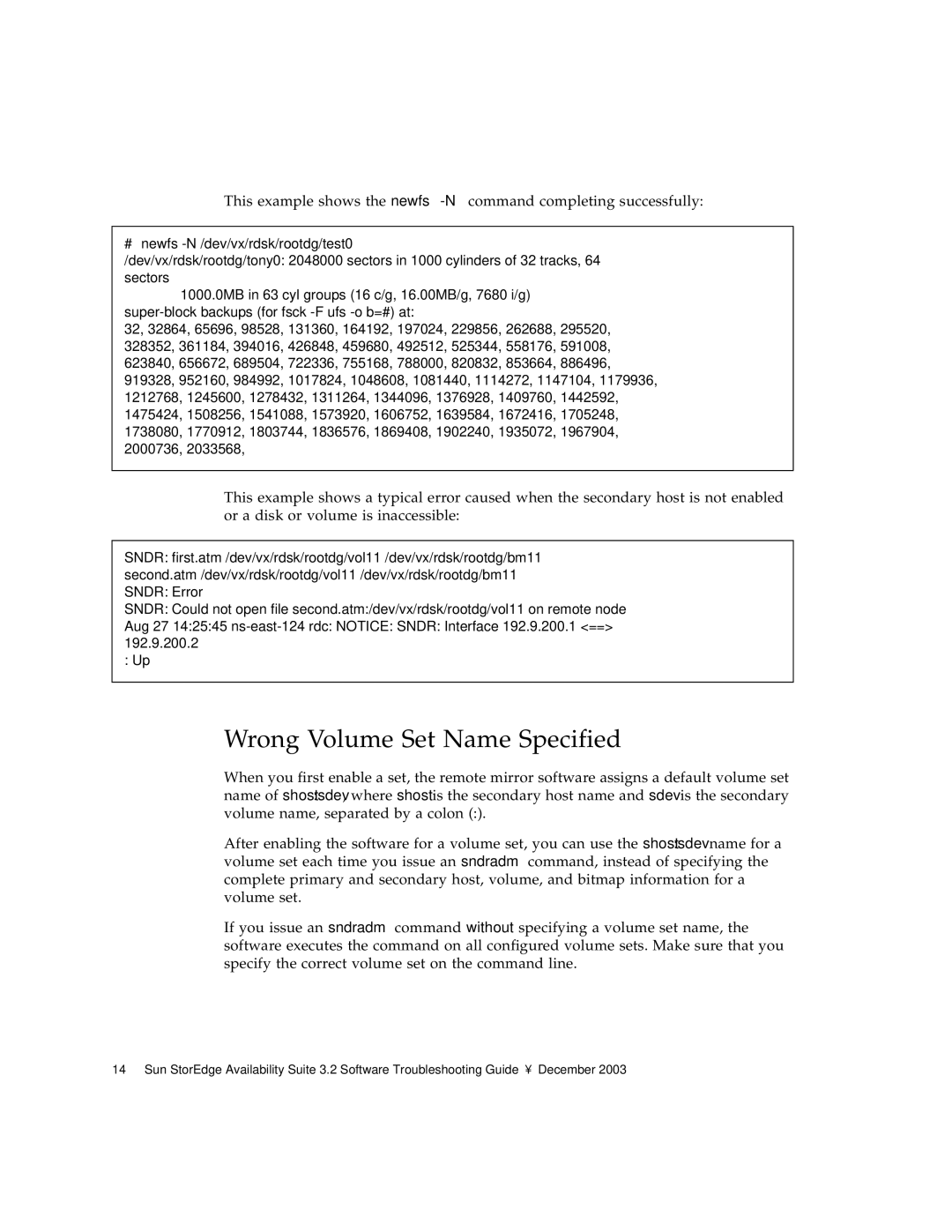 Sun Microsystems 3.2 manual Wrong Volume Set Name Specified 