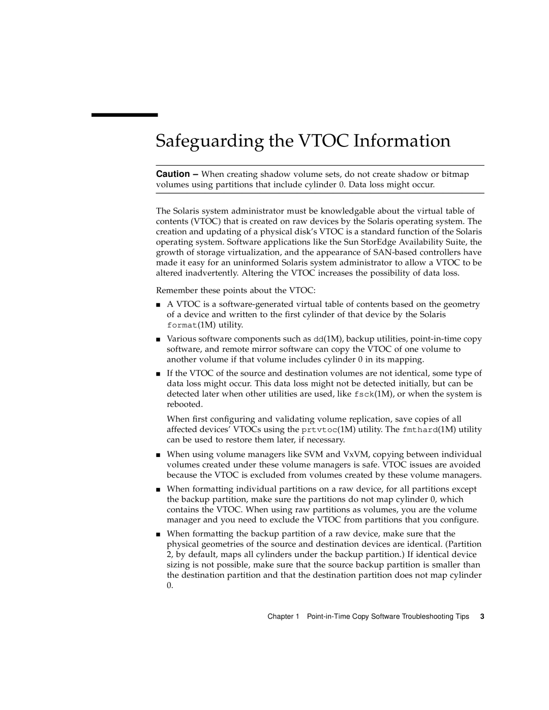 Sun Microsystems 3.2 manual Safeguarding the VTOC Information 