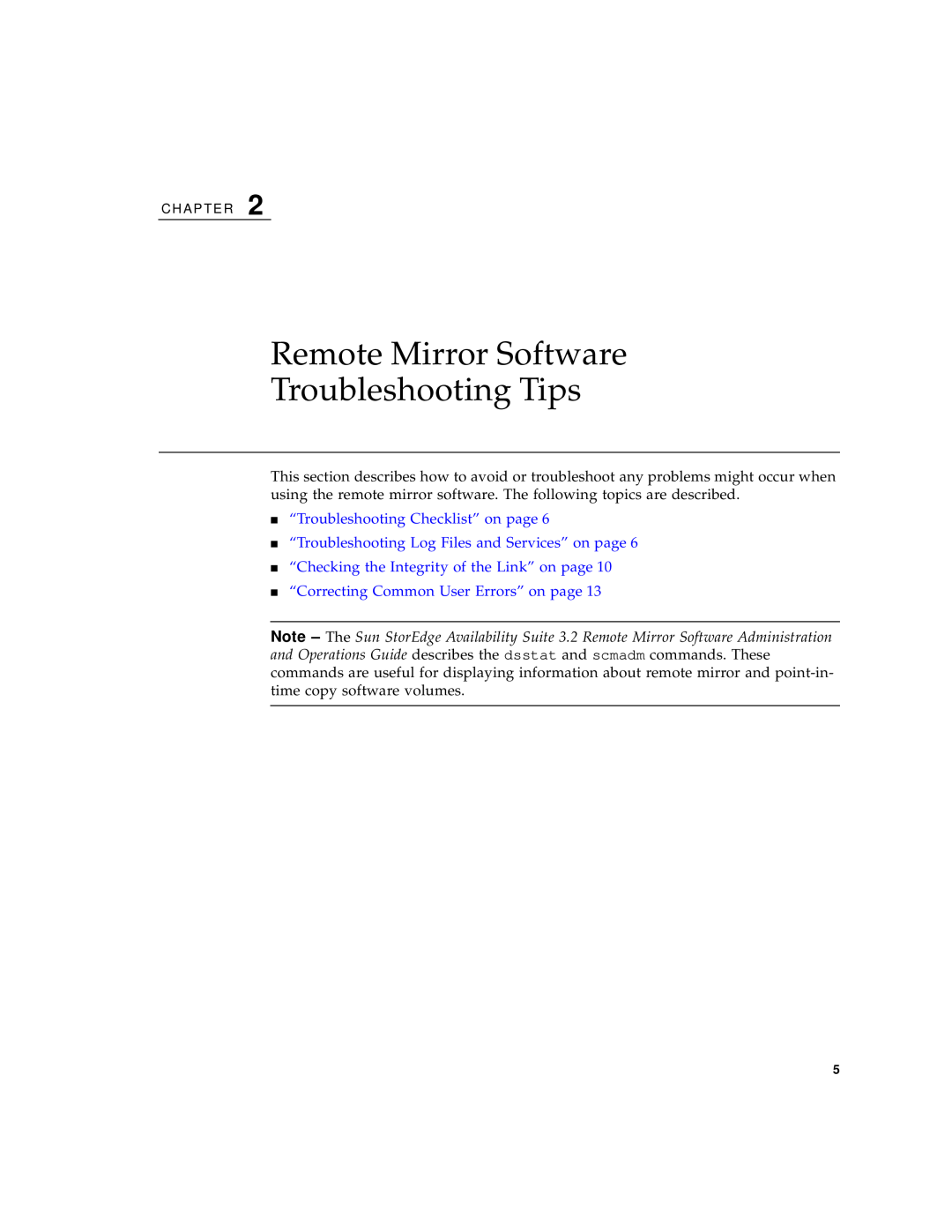 Sun Microsystems 3.2 manual Remote Mirror Software Troubleshooting Tips, “Troubleshooting Log Files and Services” on page 