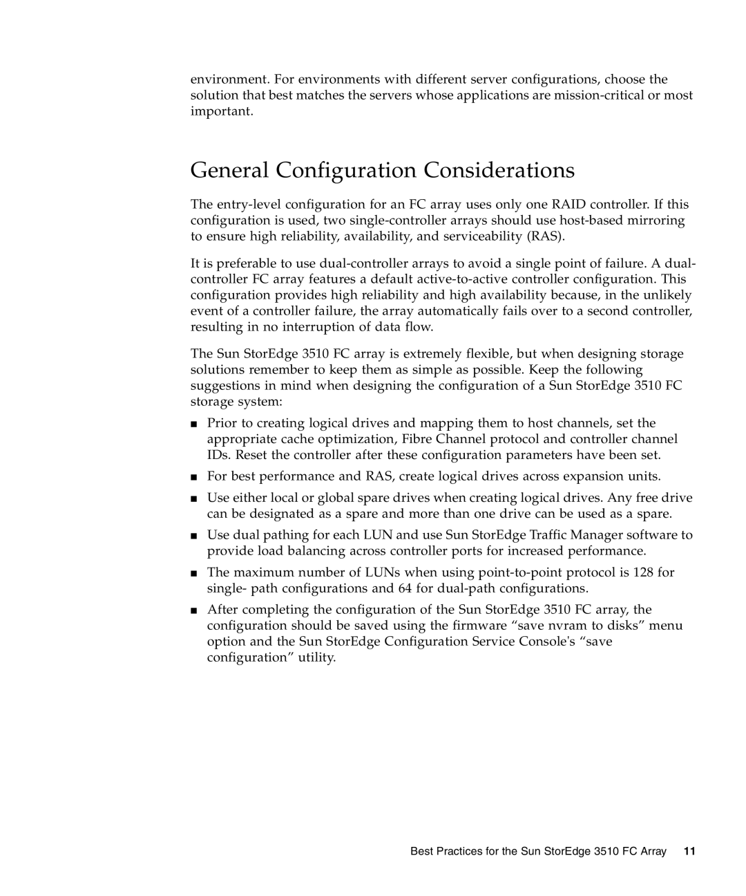 Sun Microsystems 3510 manual General Configuration Considerations 