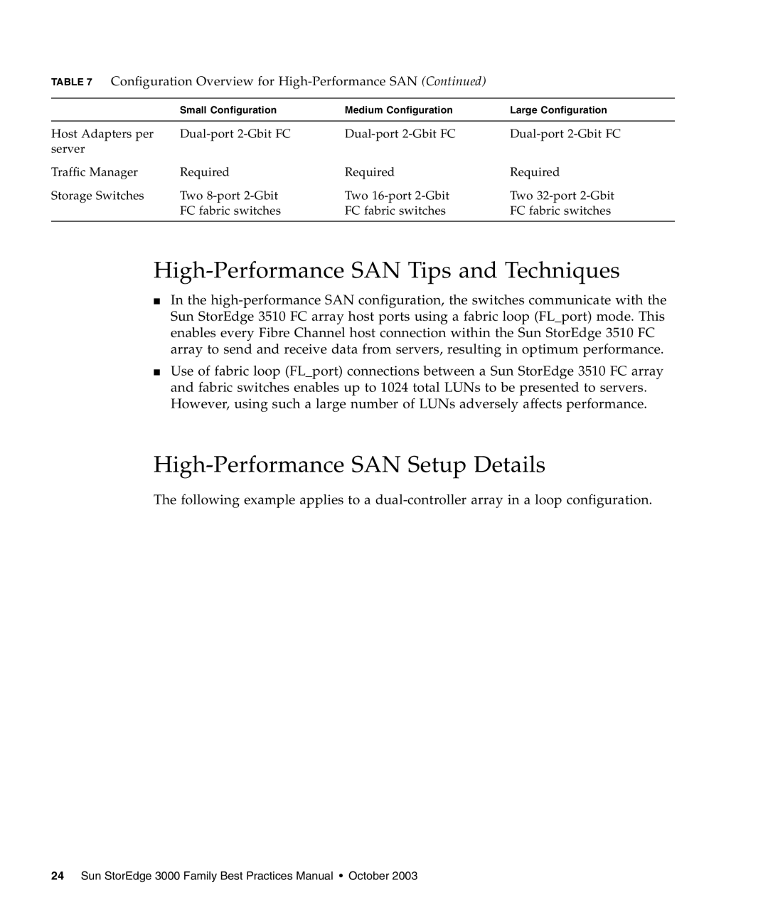 Sun Microsystems 3510 manual High-Performance SAN Tips and Techniques, High-Performance SAN Setup Details 