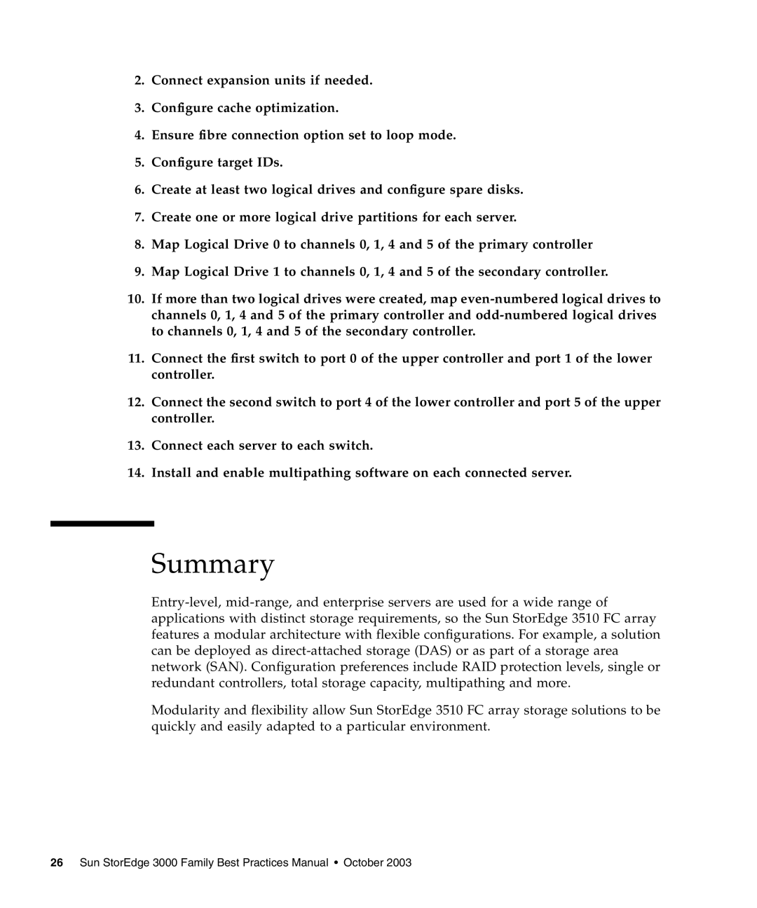 Sun Microsystems 3510 manual Summary 