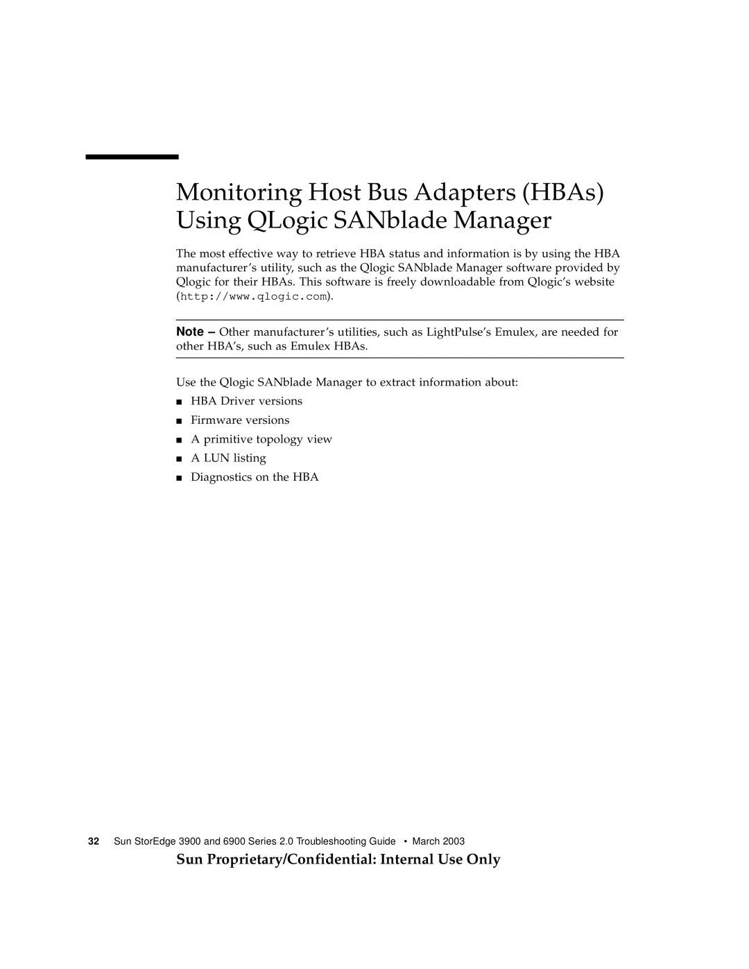 Sun Microsystems 3900, 6900 manual Monitoring Host Bus Adapters HBAs Using QLogic SANblade Manager 