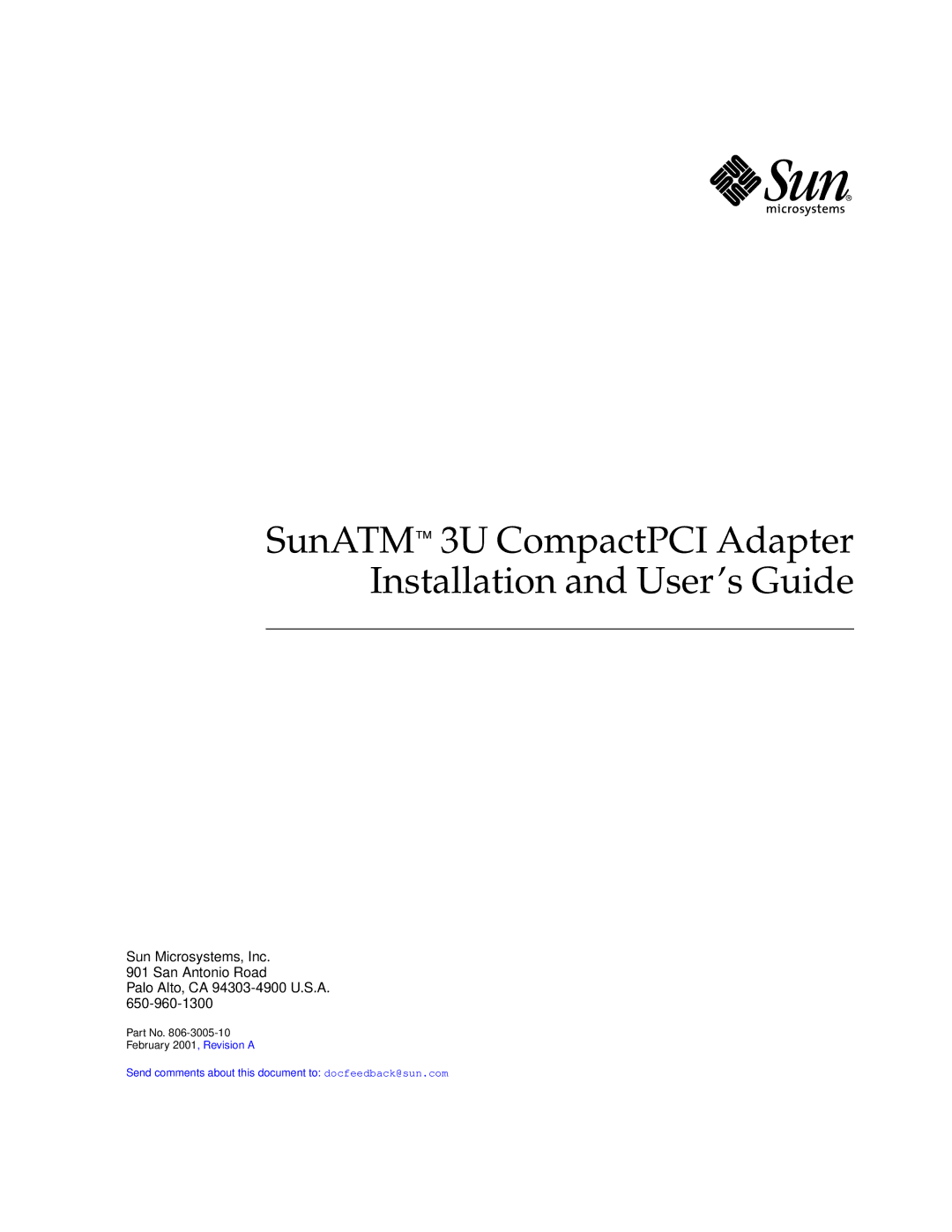 Sun Microsystems manual SunATM 3U CompactPCI Adapter Installation and User’s Guide 