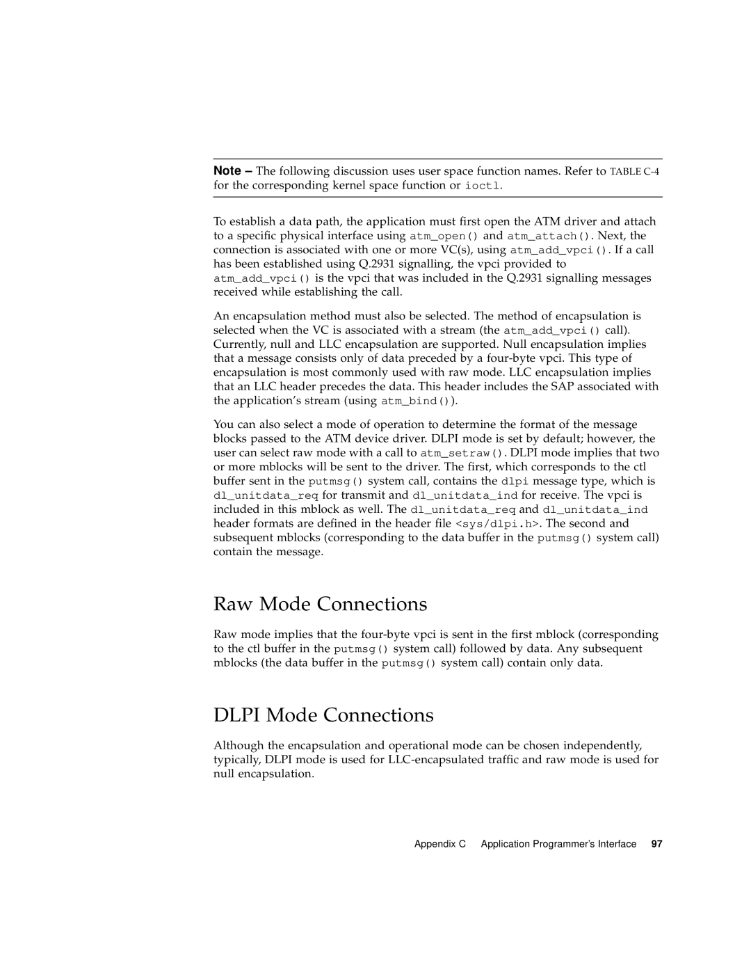 Sun Microsystems 3U manual Raw Mode Connections, Dlpi Mode Connections 