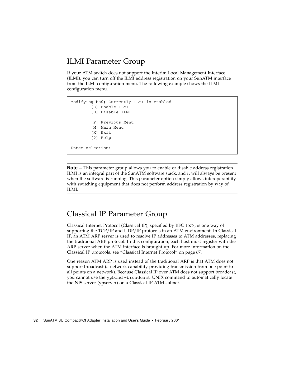 Sun Microsystems 3U manual Ilmi Parameter Group, Classical IP Parameter Group 