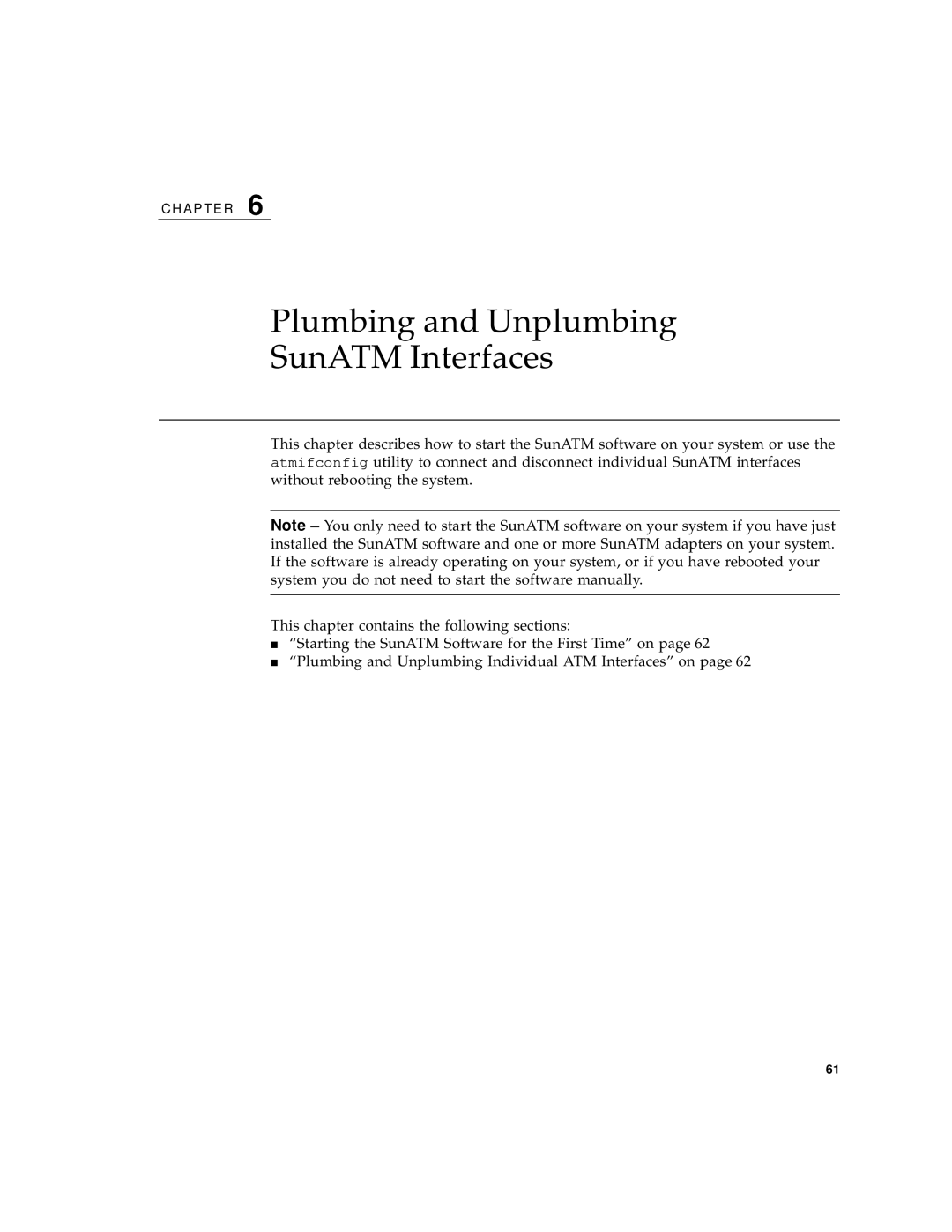 Sun Microsystems 3U manual Plumbing and Unplumbing SunATM Interfaces 