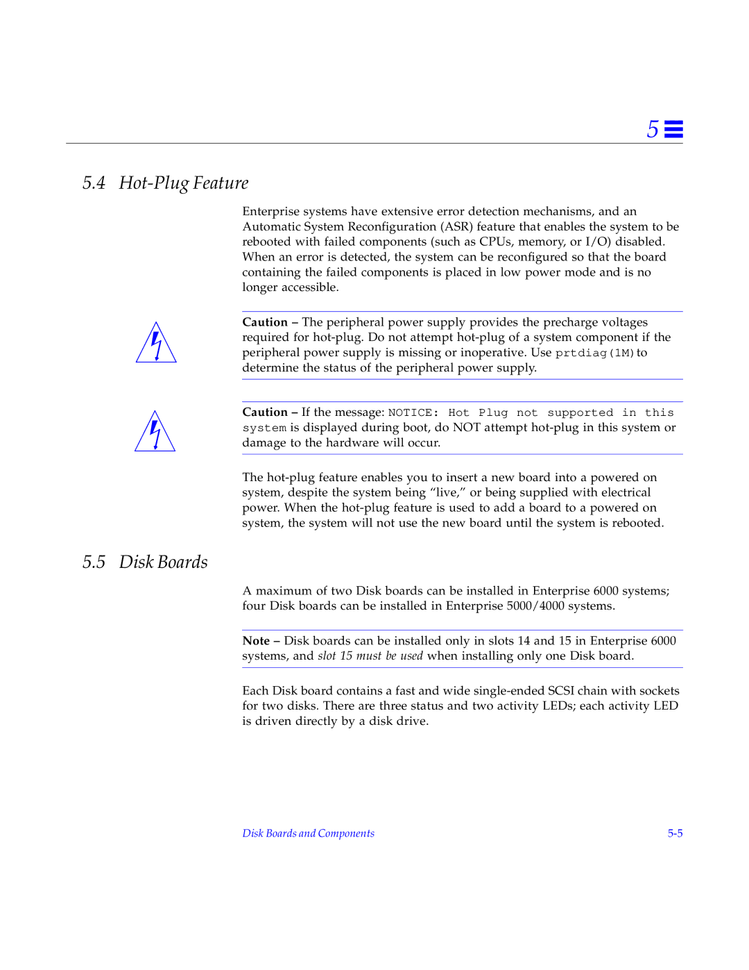 Sun Microsystems 6000, 4000, 5000 manual Hot-Plug Feature, Disk Boards 