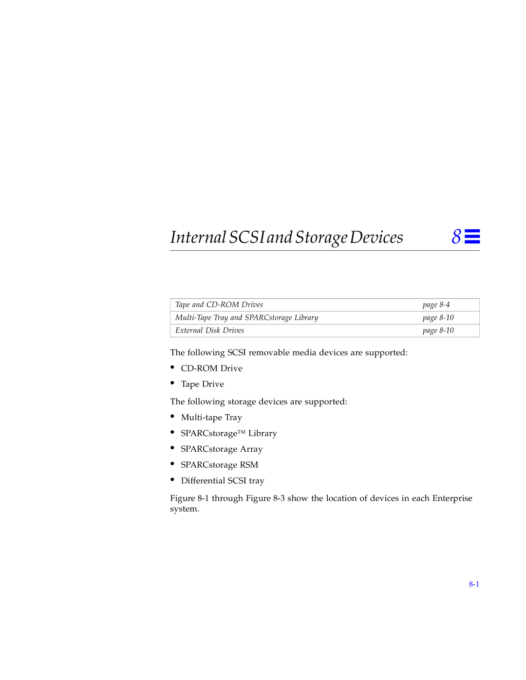 Sun Microsystems 6000, 4000, 5000 manual Internal Scsi and Storage Devices 