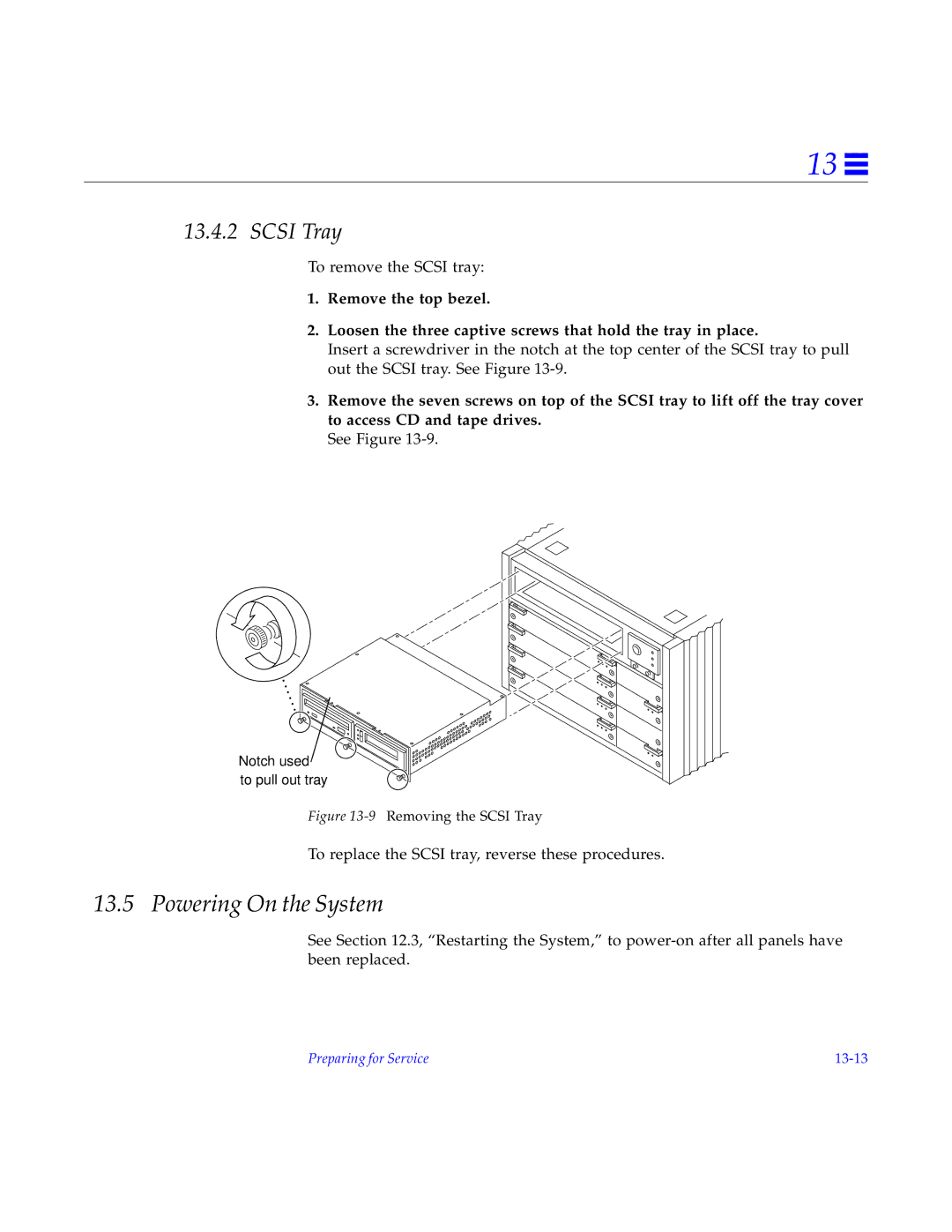 Sun Microsystems 5000, 4000, 6000 manual Powering On the System, Scsi Tray 