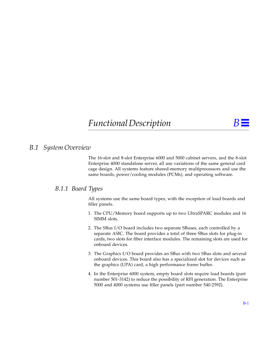 Sun Microsystems 4000, 5000, 6000 manual Functional Description, System Overview, Board Types 