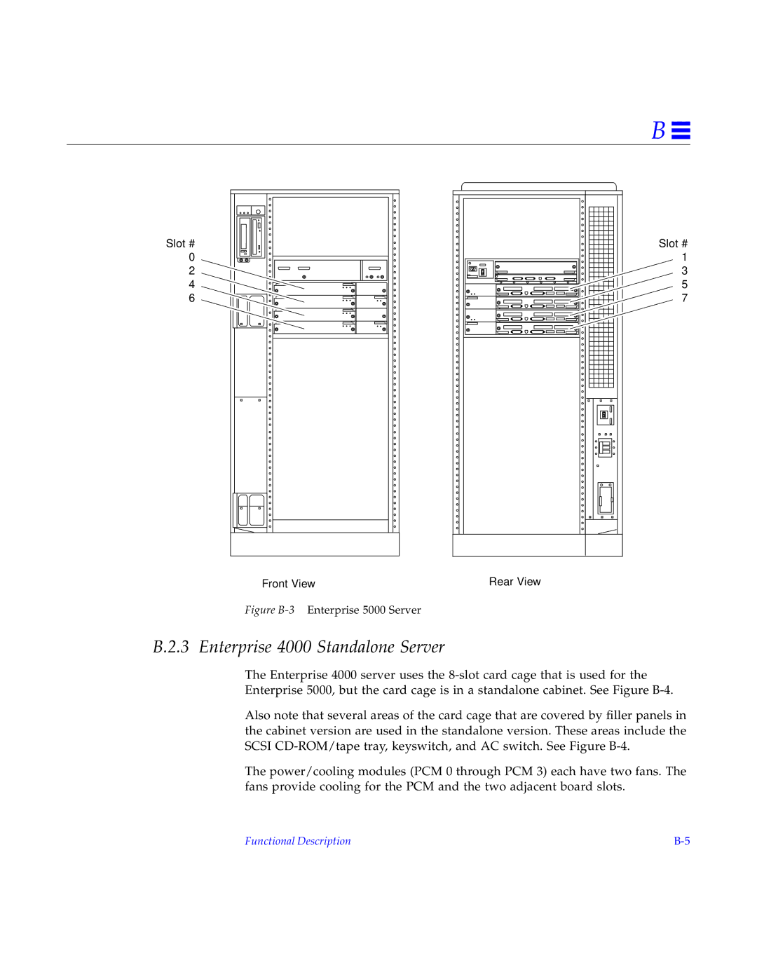 Sun Microsystems 6000 manual Enterprise 4000 Standalone Server, Figure B-3Enterprise 5000 Server 