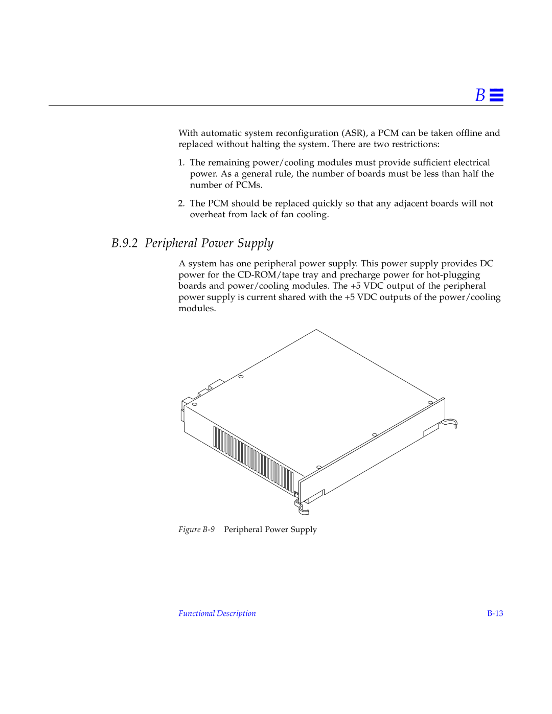 Sun Microsystems 4000, 5000, 6000 manual Figure B-9Peripheral Power Supply 
