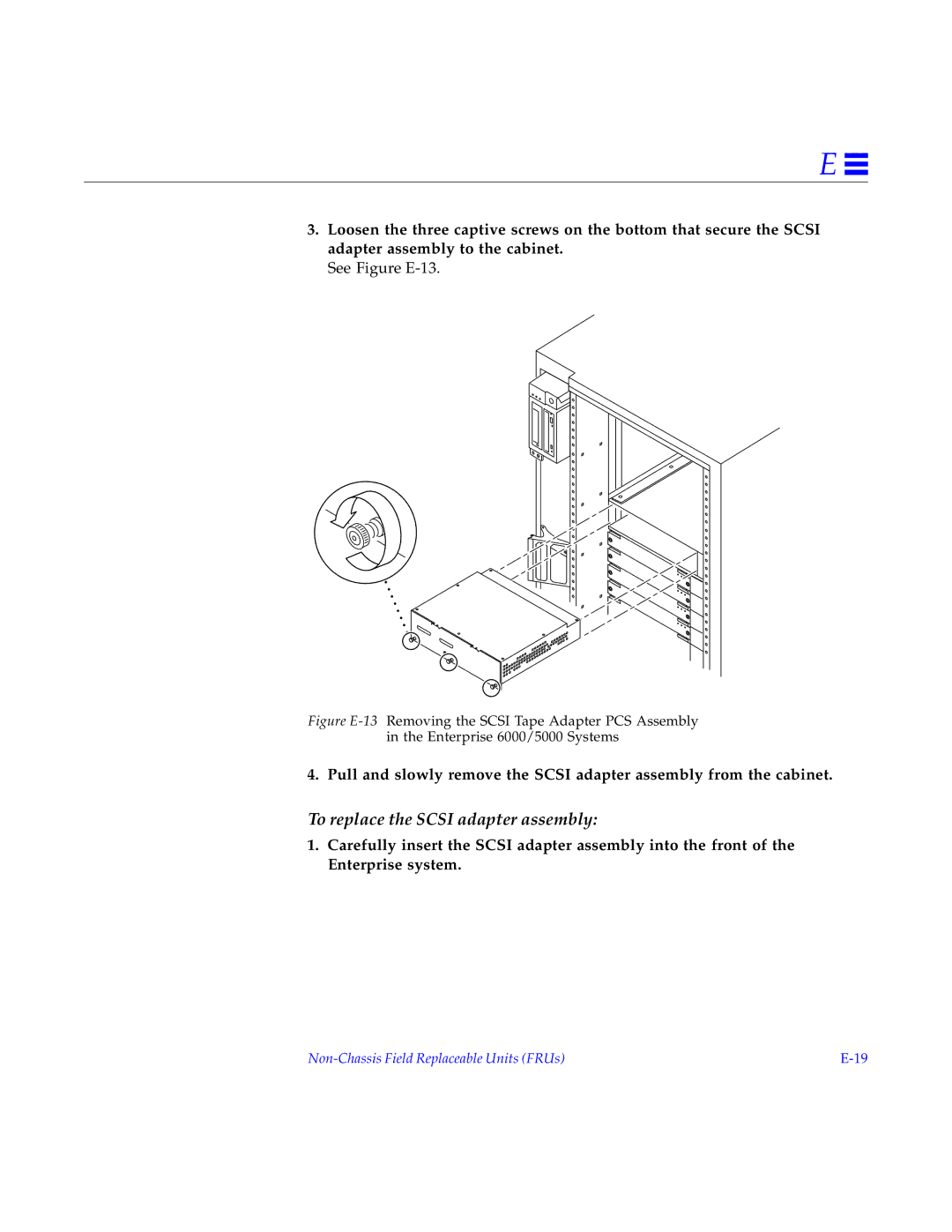 Sun Microsystems 4000, 5000, 6000 manual To replace the Scsi adapter assembly 