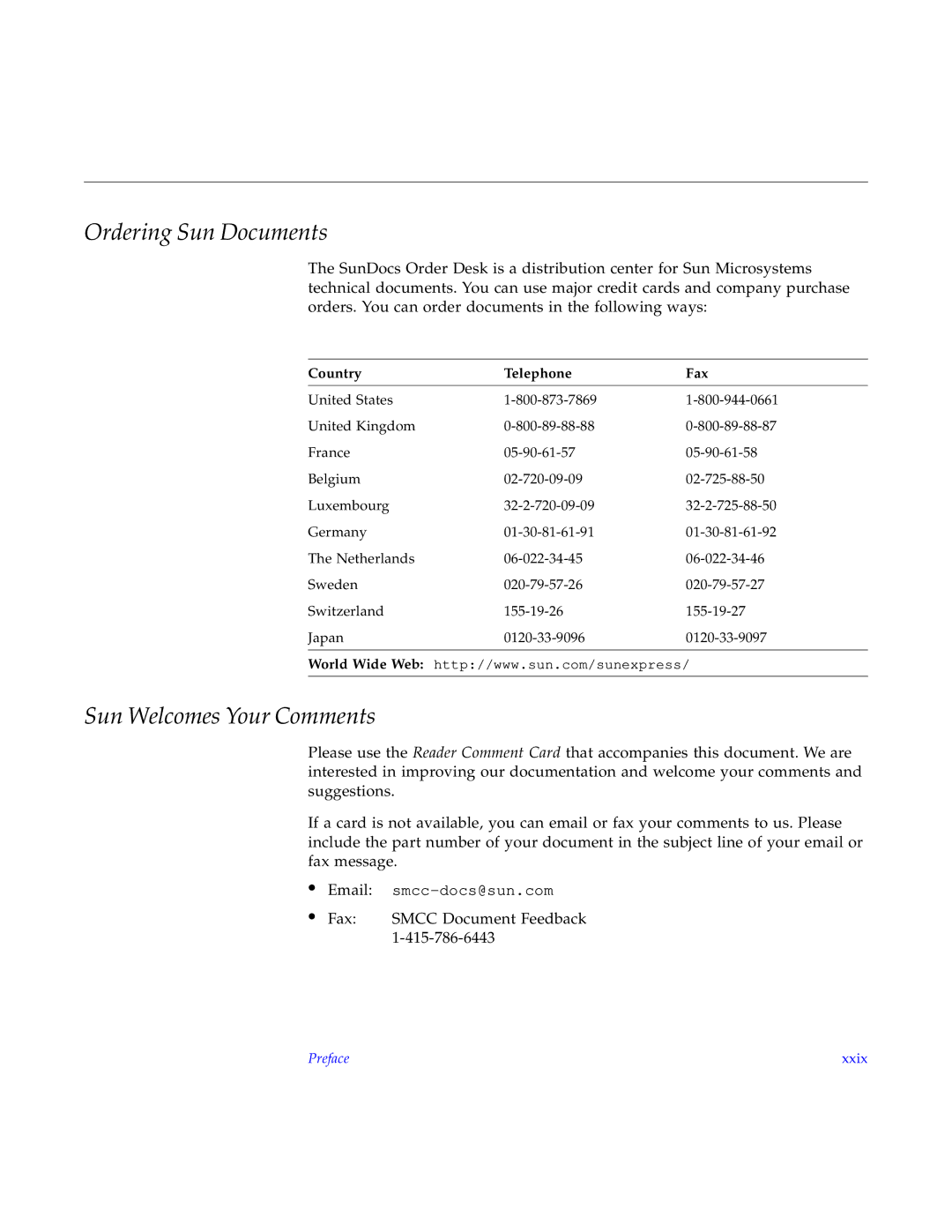 Sun Microsystems 6000, 4000, 5000 manual Ordering Sun Documents, Sun Welcomes Your Comments 