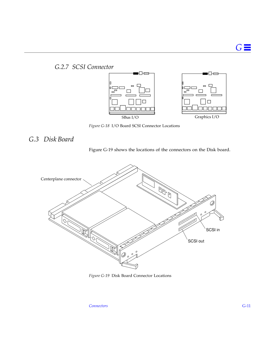 Sun Microsystems 5000, 4000, 6000 manual Figure G-18I/O Board Scsi Connector Locations 