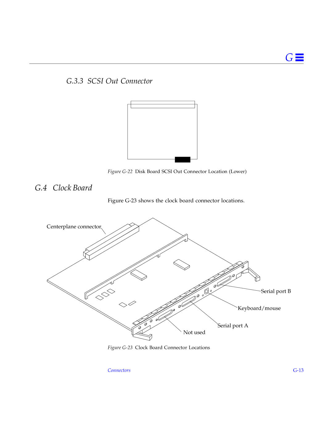 Sun Microsystems 4000, 5000, 6000 manual Figure G-22Disk Board Scsi Out Connector Location Lower 