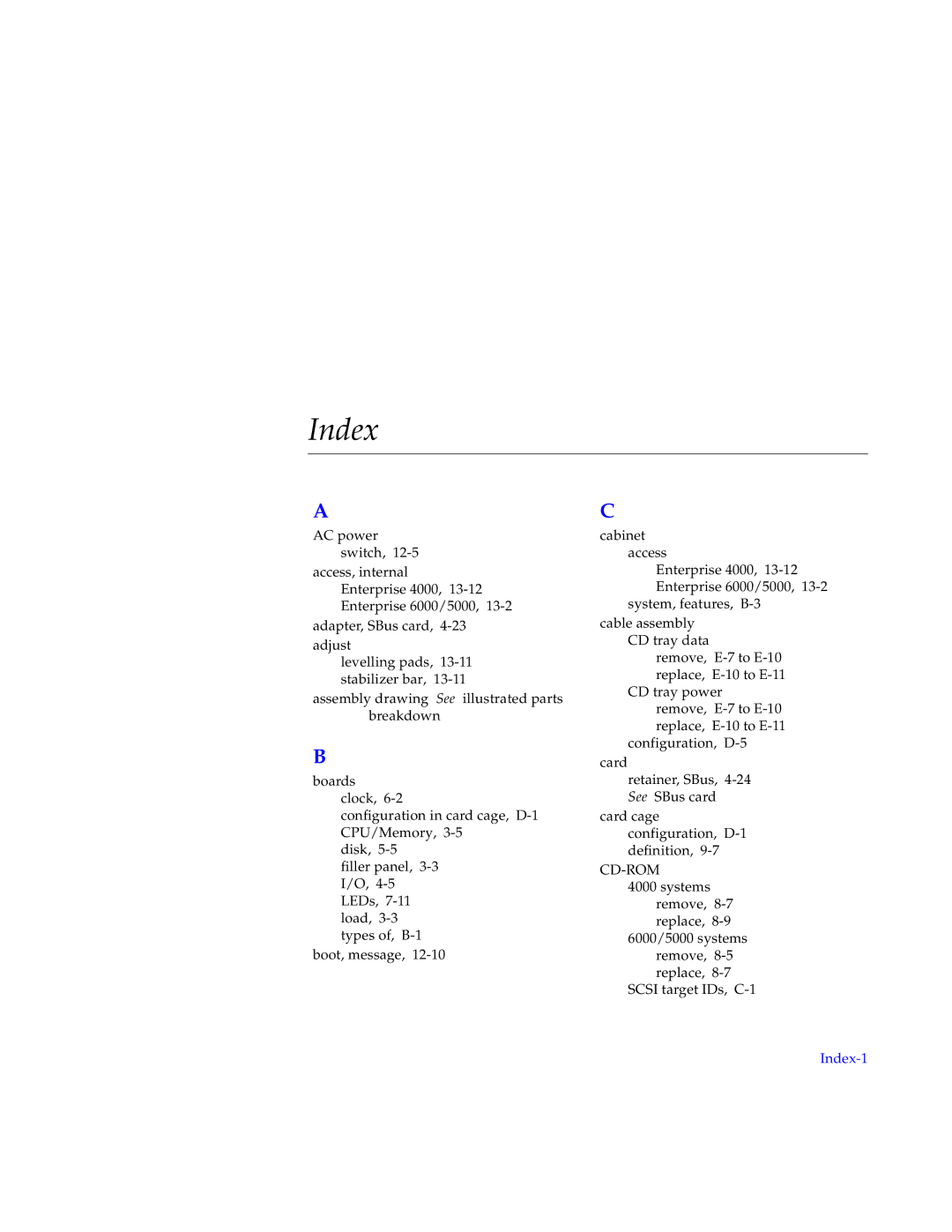 Sun Microsystems 5000, 4000, 6000 manual Index, Cd-Rom 