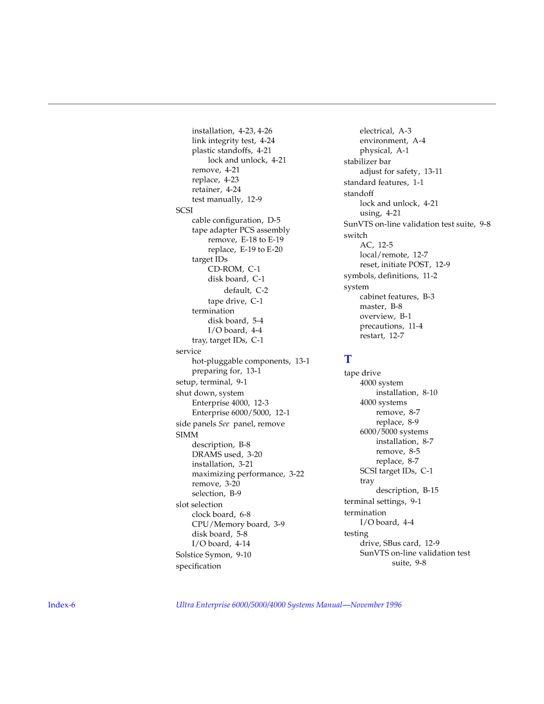 Sun Microsystems 4000, 5000, 6000 manual Index-6 