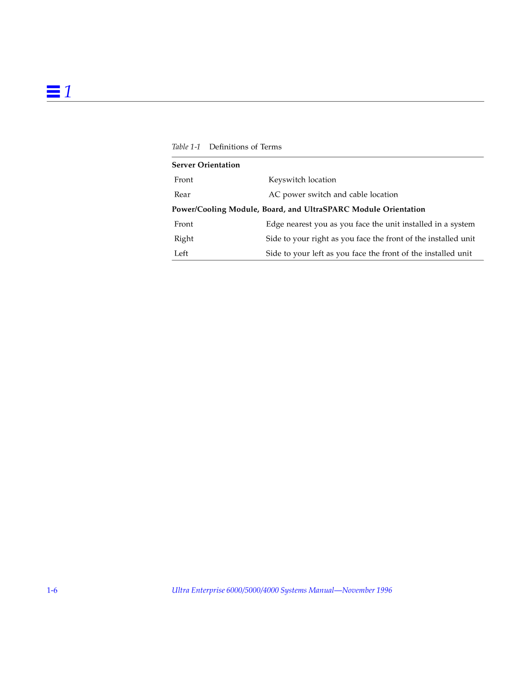 Sun Microsystems 5000, 4000, 6000 manual Server Orientation 