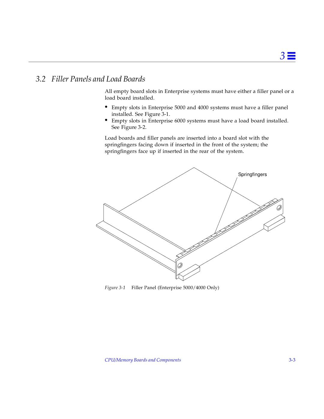 Sun Microsystems 6000 manual Filler Panels and Load Boards, 1Filler Panel Enterprise 5000/4000 Only 