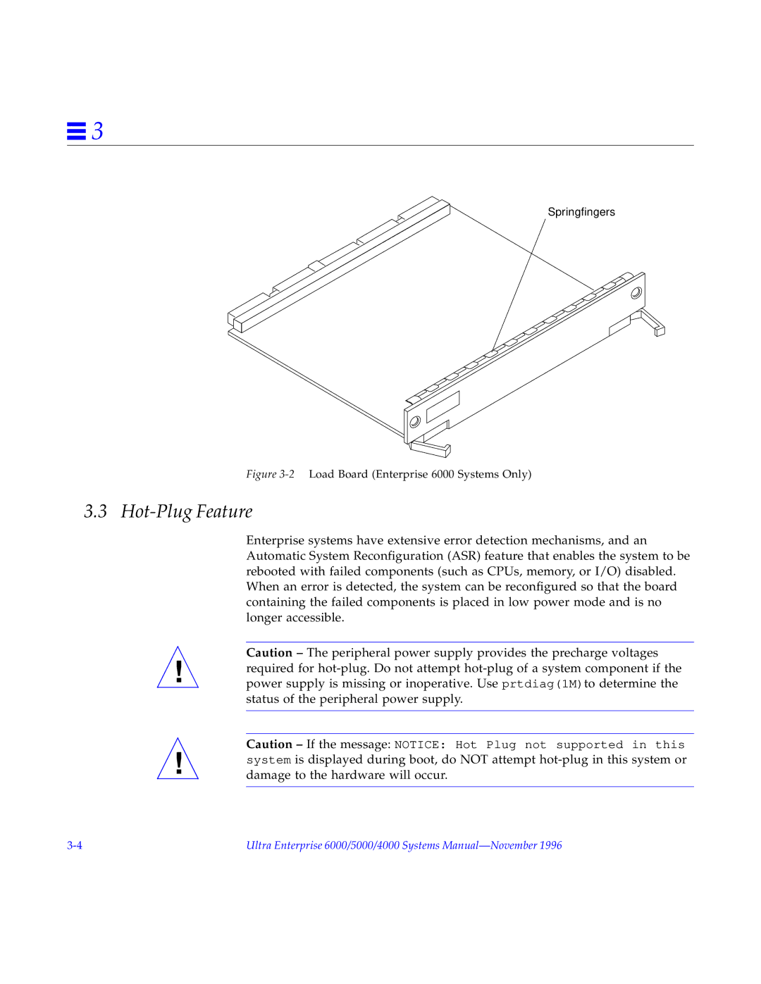 Sun Microsystems 5000, 4000 manual Hot-Plug Feature, 2Load Board Enterprise 6000 Systems Only 