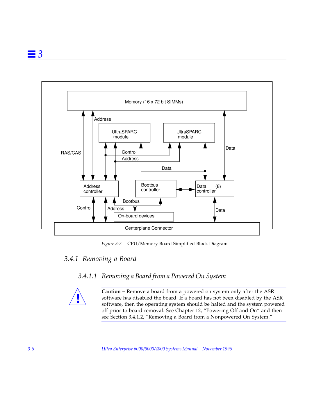 Sun Microsystems 4000, 5000, 6000 manual Removing a Board from a Powered On System 